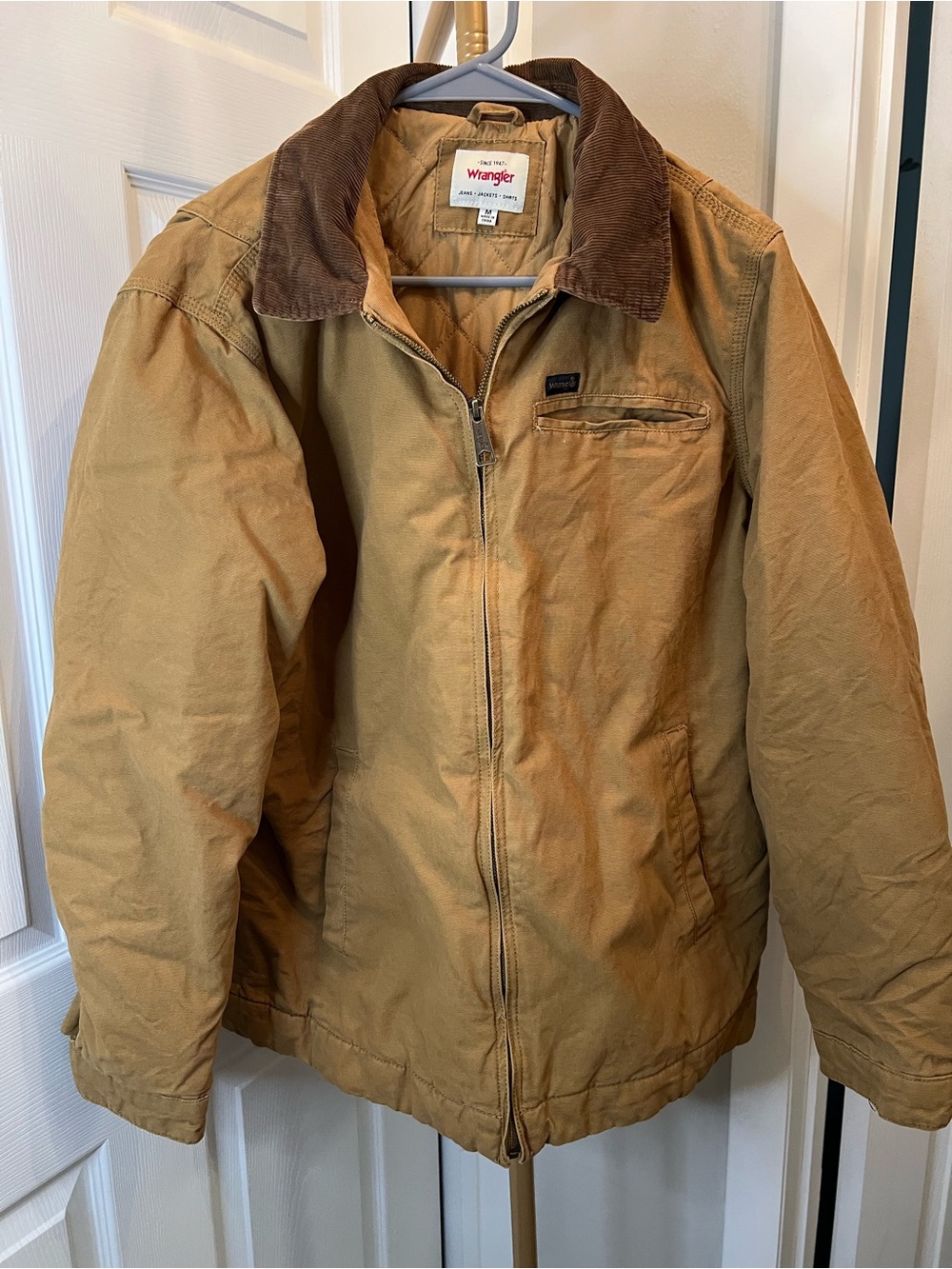 Wrangler Brown Tan Work Jacket with Corduroy Collar